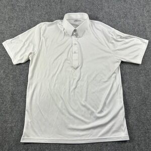 Collars & Co. Dress Collar Polo Shirt Mens Large White Solid Relaxed Fit Top